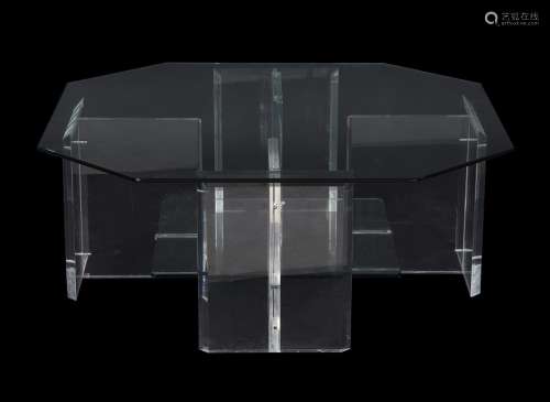 A Perspex and glass low centre table