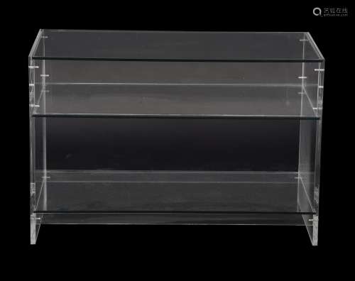 A Perspex and glass display table