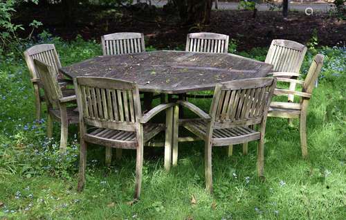 A teak octagonal garden table