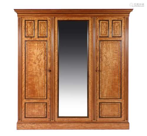 A Scottish late Victorian satinwood wardrobe