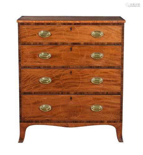 A George III mahogany and goncalo alves crossbanded chest of...