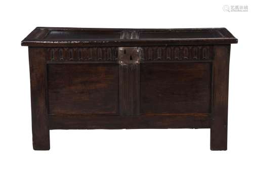 A Charles II panelled oak coffer