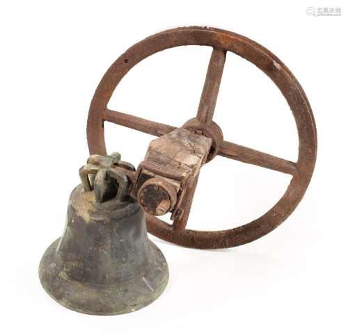 A cast-bronze bell and iron clapper