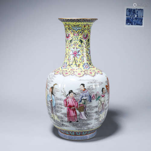 A famille rose eight immortals porcelain vase