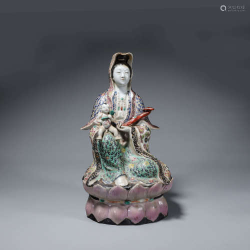 A famille rose porcelain Guanyin ornament