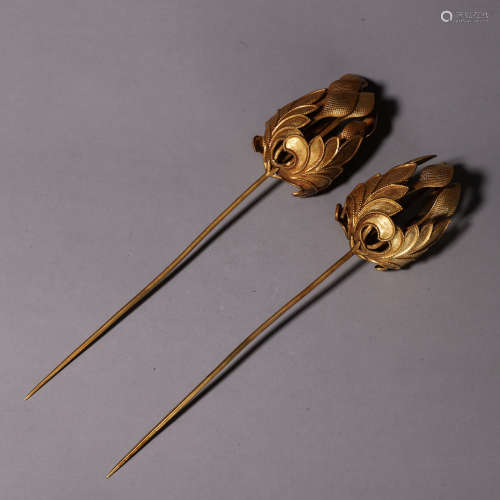 A gilding copper flower hair clasp
