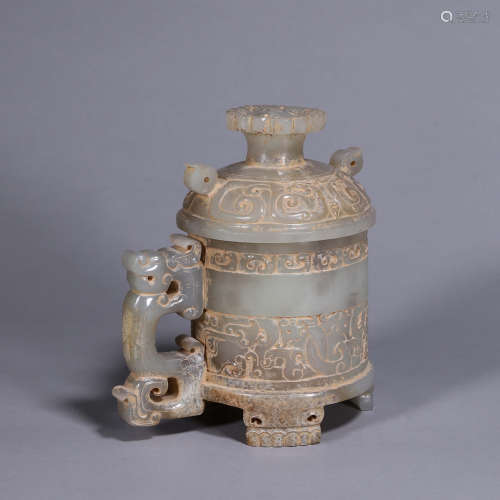 A Hetian jade dragon cup