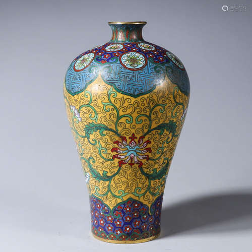 An interlocking flower cloisonne meiping