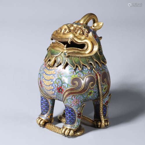 A cloisonne suanni incense burner