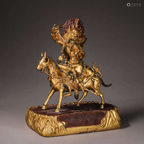 A gilding copper Yamantaka buddha statue