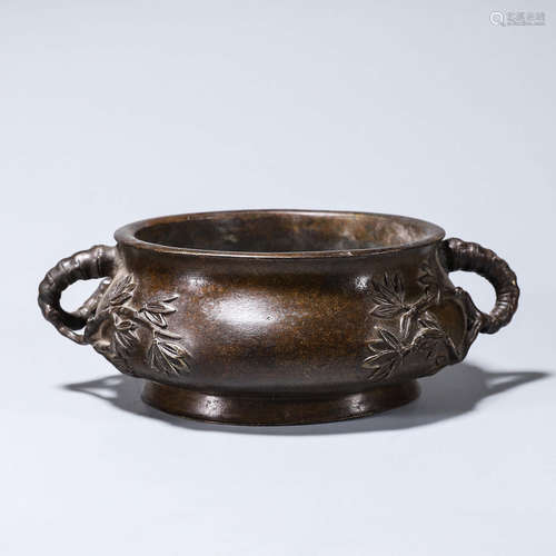 A double-eared copper censer