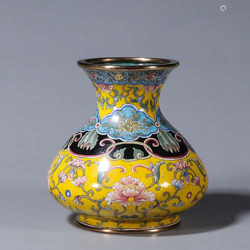 A flower copper enamel wine pot