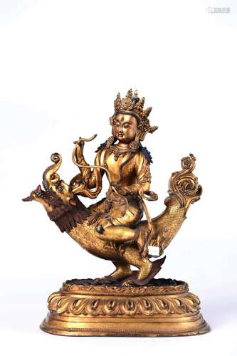 A Gilt Bronze Statue Of Apsaras