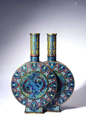 A Cloisonne Enamel Conjoined Double Vase