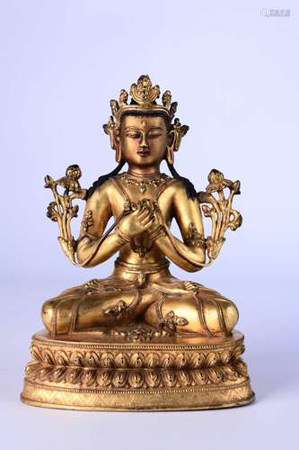 A Gilt Bronze Statue Of Maitreya