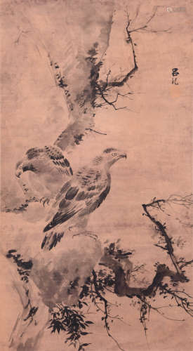 A Chinese Eagles Painting, Lv Ji Mark