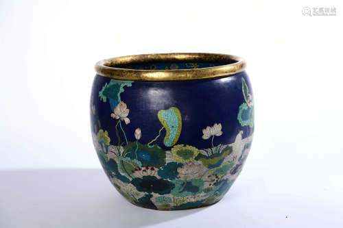 A Cloisonne Enamel Lotus Pond Jar