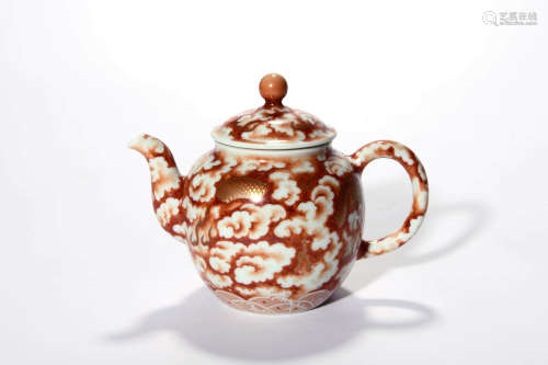 An Iron Red Glaze Dragon Tea Pot