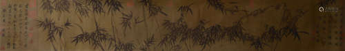 A Chinese Bamboo Forest Painting Silk Handscroll, Wu Zhen Ma...