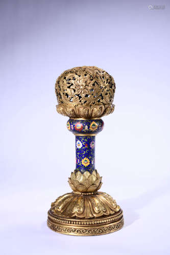 A Cloisonne Enamel Floral Incense Burner