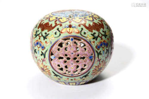 A Famille Rose Openwork Incense Burner