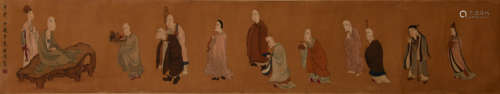 A Chinese Figure Silk Painting Hand Scroll, Chen Shouhong Ma...