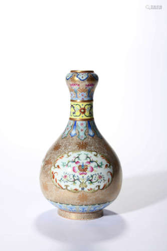 A Famille Rose And Gilt Decorated Floral Vase