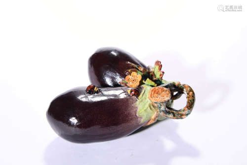 A Porcelain Eggplant Weight By Zeng Zongyuan