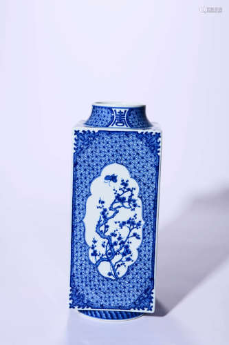 Blue And White Floral Square Vase