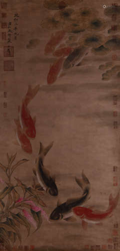 A Chinese Carp Group Painting, Song Huizong Mark