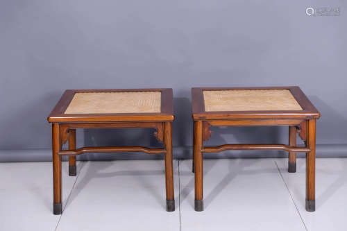 A Pair Of Bronze Coated Huanghuali Chairs