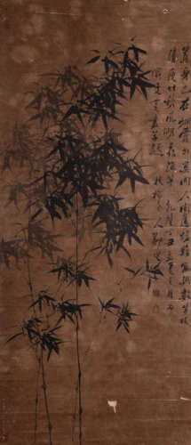 A Chinese Bamboo Painting And Poem Inscription, Zheng Banqia...