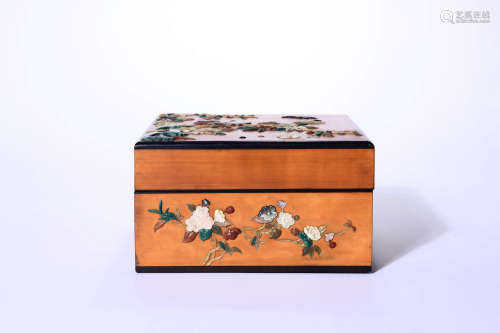 An Inlaid Bamboo Flower And Bird Box And Cover