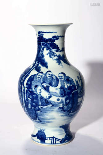 Blue And White Five Immortals Vase