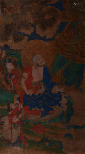 A Chinese Arhat Painting, Ding Guanpeng Mark