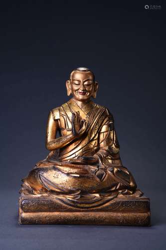 A Gilt Bronze Statue Of Guru