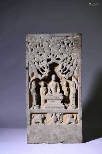 A Carved Stone Buddha Niche