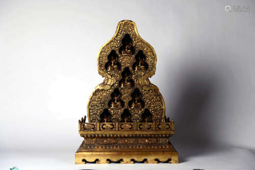 A Gilt Bronze Double Gourd Shaped Buddha Niche