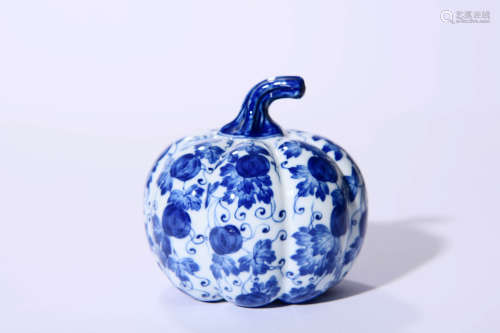 Blue And White Melon-Shaped Vase