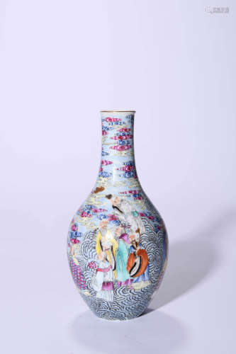 A Famille Rose Immortals Bottle Vase