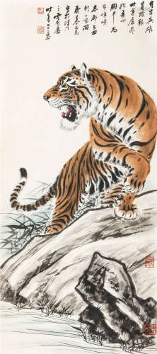 慕凌飞（1913－1997） 虎 设色纸本 镜片