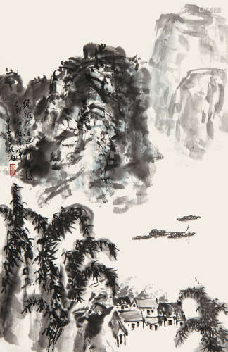 王学仲（1925－2013） 山水 水墨纸本 托片