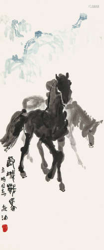 王学仲（1925－2013） 长城战马 水墨纸本 立轴