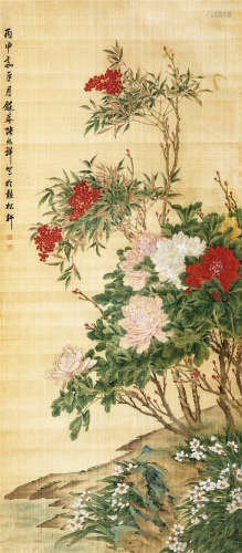 张兆祥（1852－1908） 花卉 设色绢本 立轴