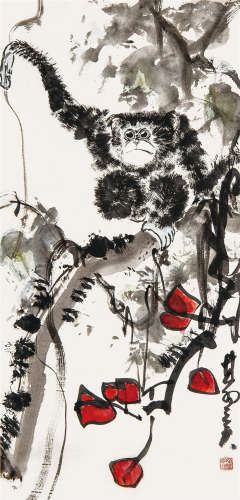 张其翼（1915－1968） 封猴图 水墨纸本 托片