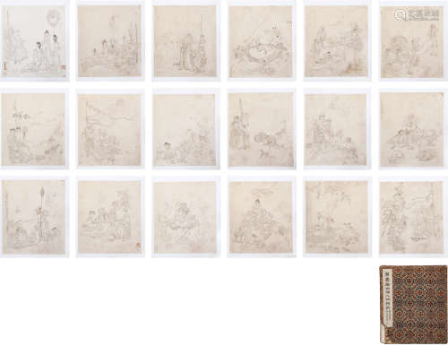 万寿祺（1603－1652） 白描人物 水墨纸本 册页