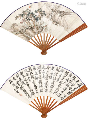 张琮 
郑孝胥（1860－1938） 山水 书法 设色纸本 成扇