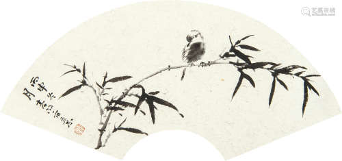 霍春阳（b.1946） 竹鸟图 水墨纸本 镜心