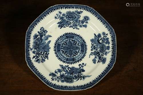 Blue-and-white Eight-edges Plate