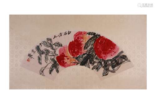 Fan: Melon and Fruits by Qi Baishi